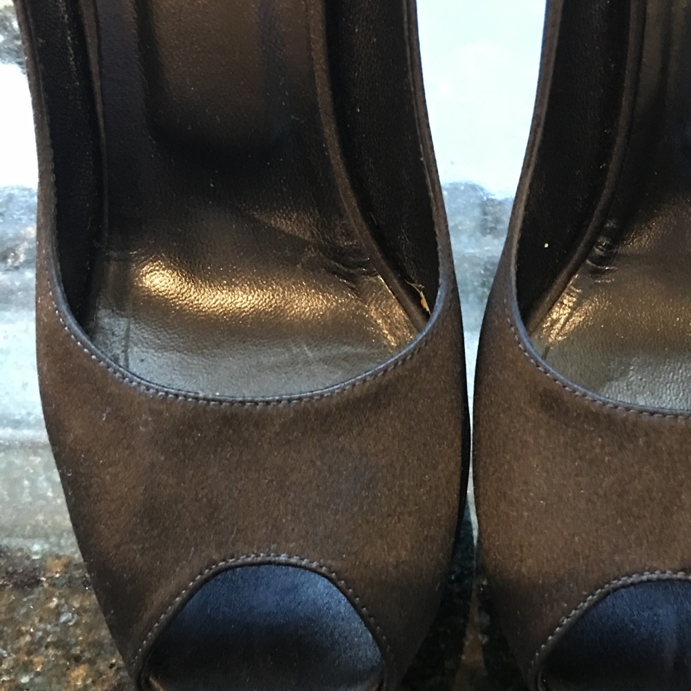 Black satin YSL open toe pump - Picture 4 of 5